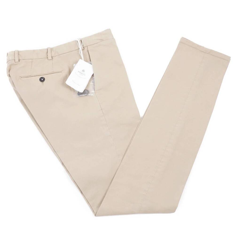 NEW LUIGI BORRELLI NAPOLI men's slim-fit cotton pants in tan